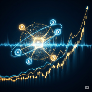 An illustration showing how AI tools can be used to make money with investments in cryptocurrency and forex markets.