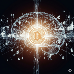 A conceptual image of a digital brain with the Bitcoin symbol at its core, representing the intelligence driving the digital economy.